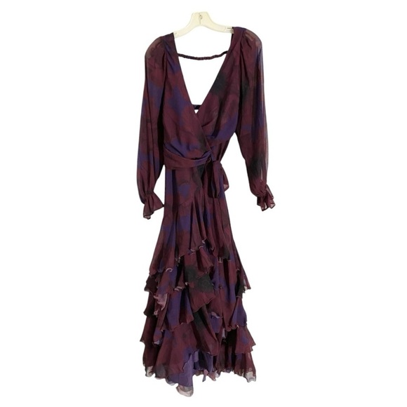 Hutch Kya Wrap Dress Long Sleeve in Purple Floral Chiffon Size Small - Picture 6 of 13